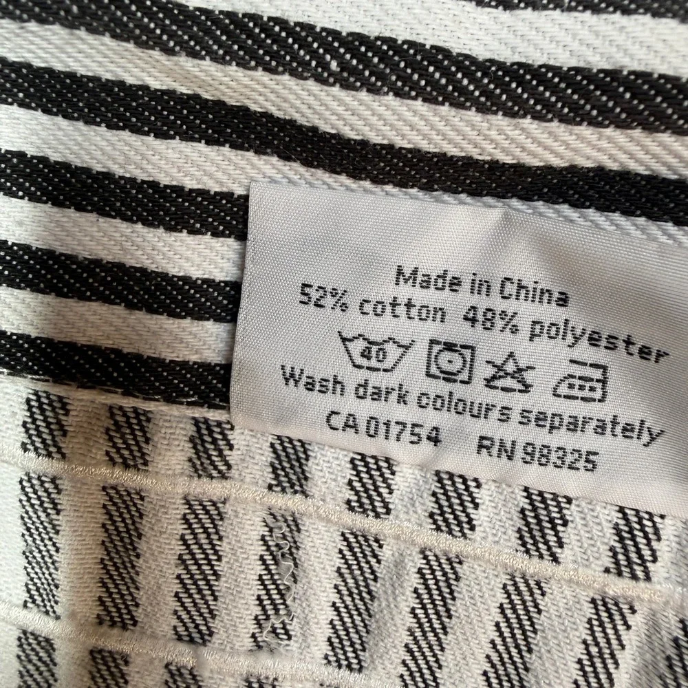 Dean & Deluca Apron Striped Bib Black White Adjustable Cotton Blend Pocket